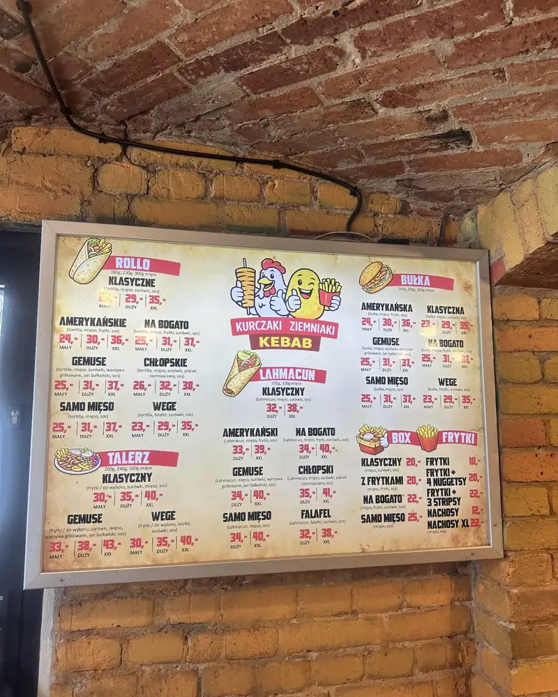 Tablica z menu